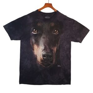 The Mountain Doberman Dog Graphic T-Shirt Black Adult Unisex Large‎ Novelty Tee